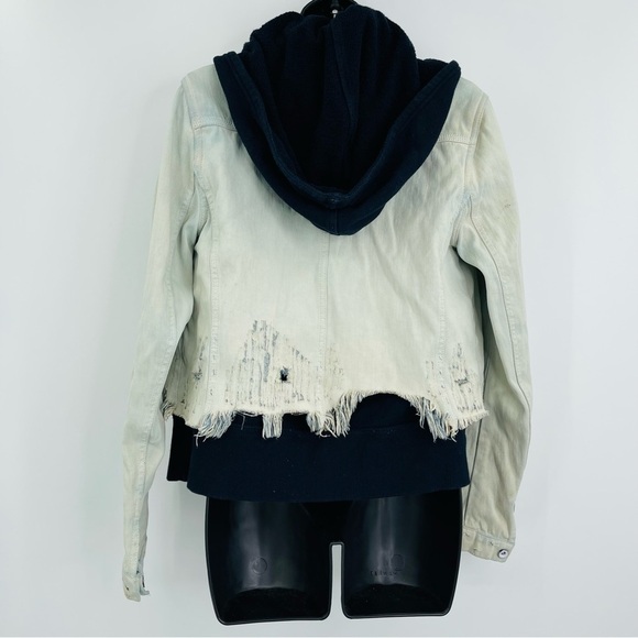 Free People‎ double weave denim jacket distressed destroyed women's size S - Picture 2 of 10